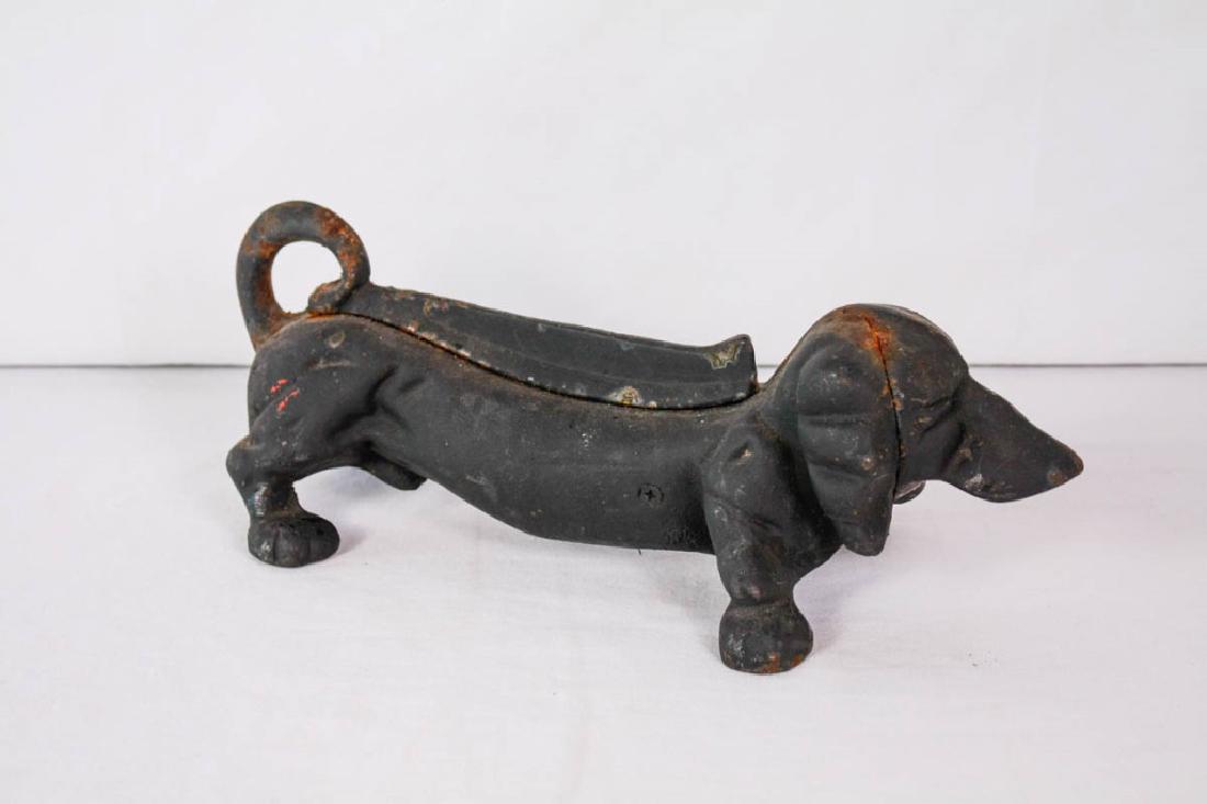 Painted Cast Iron Dachshund Boot Scraper: 5h x 13.5w x 5.5d inches. #CastIron #Dachshund #BootScraper