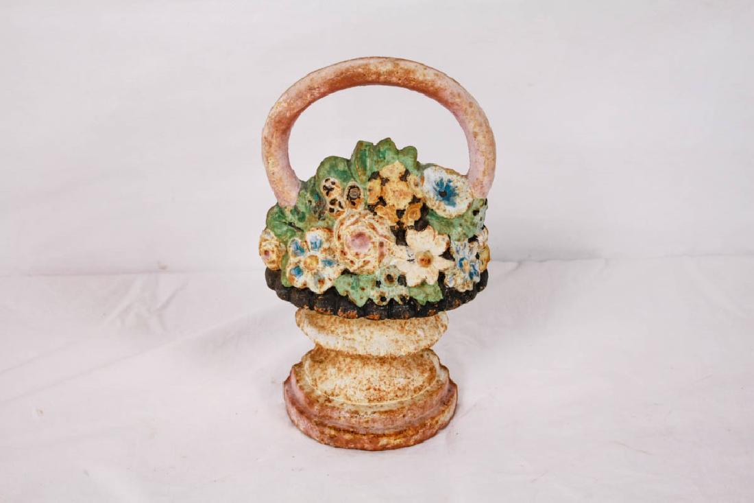Cast Iron Flower Basket Door Stop: 10h inches. #CastIron #DoorStop