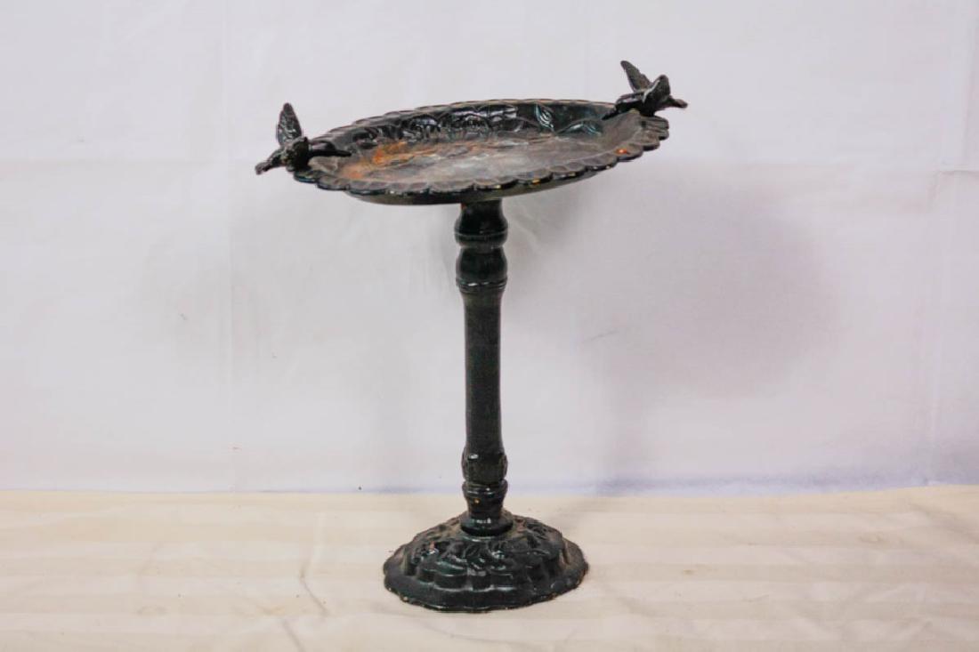 Cast Iron Bird Bath with Humming Bird Design: 19h x 17w inches. #CastIron #BirdBath #HummingBird