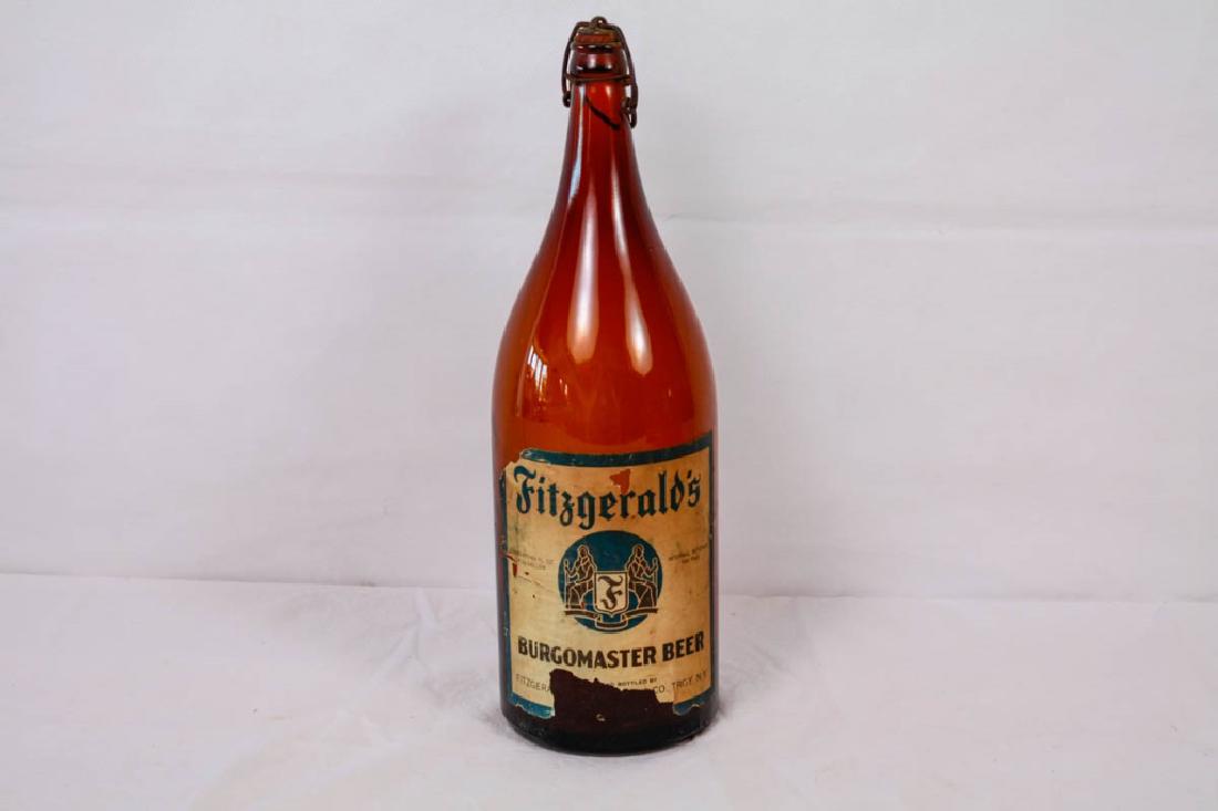 Burgomaster Beer Bottle: Fitzgerald's Burgomaster Beer, Troy, NY. 14h inches. #Burgomaster #VintageBeer #VintageGlass