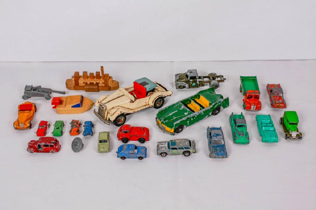 Vintage Metal, Wood & Plastic Toy Cars & Boats: 23 pieces total. 1.5 - 6.5 inches long. #VintageToys