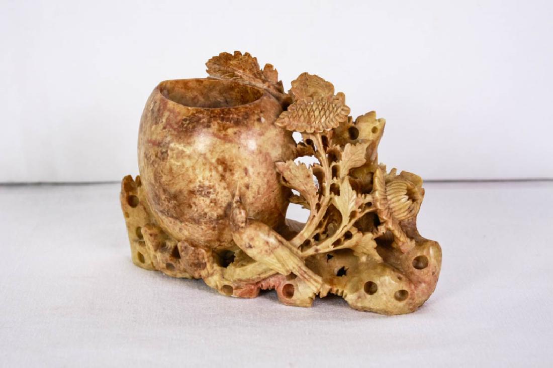 Carved Soapstone Vase: 4.5h x 7w inches. #Soapstone #CarvedSoapstone