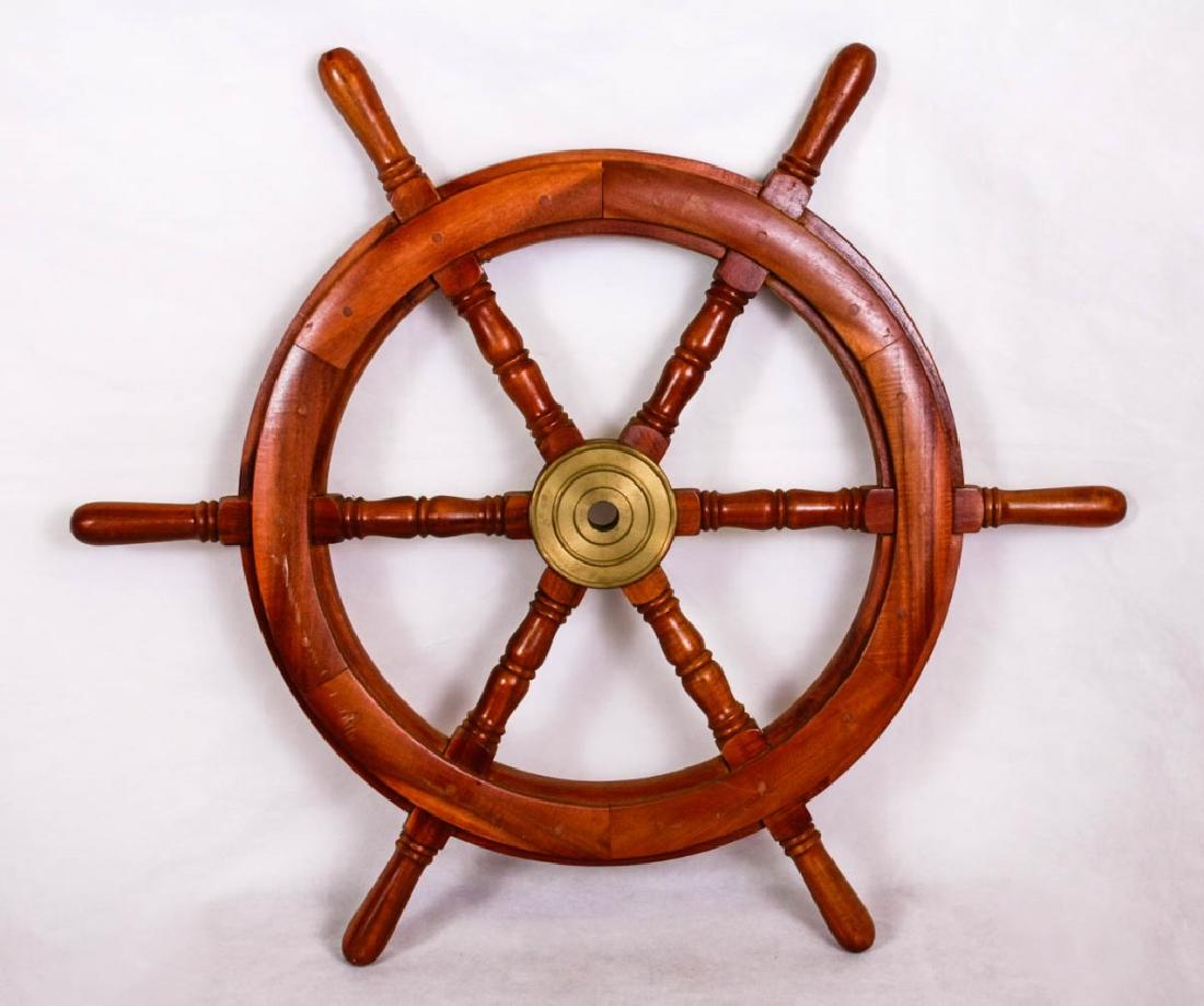 Ship Wheel Wall Hanging: 30d inches. Minor wear. #ShipWheel #Nautical