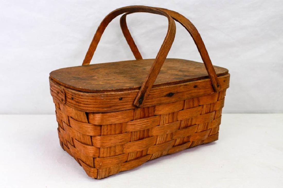 Wood Slat Picnic Basket: 8h x 18w x 11d inches. #PicnicBasket #SpringPicnic