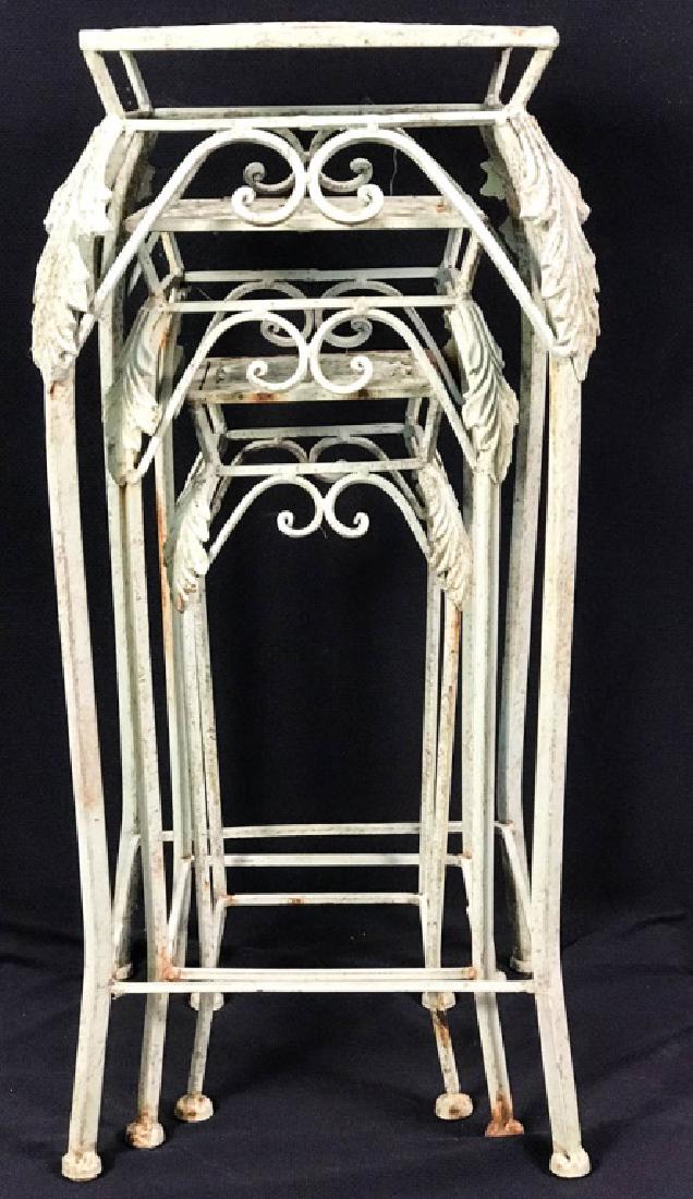 Set of 3 Iron Nesting Tables: 18h x 6w, 22h x 8w & 26h x 10w inches. Some rust. #NestingTables