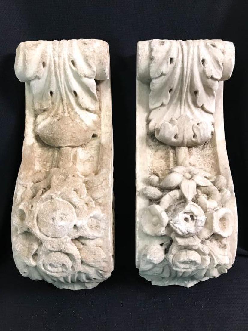 Pair of Marble Architectural Corbels: 15h x 5w x 5d inches. #Marble #MarbleCorbel