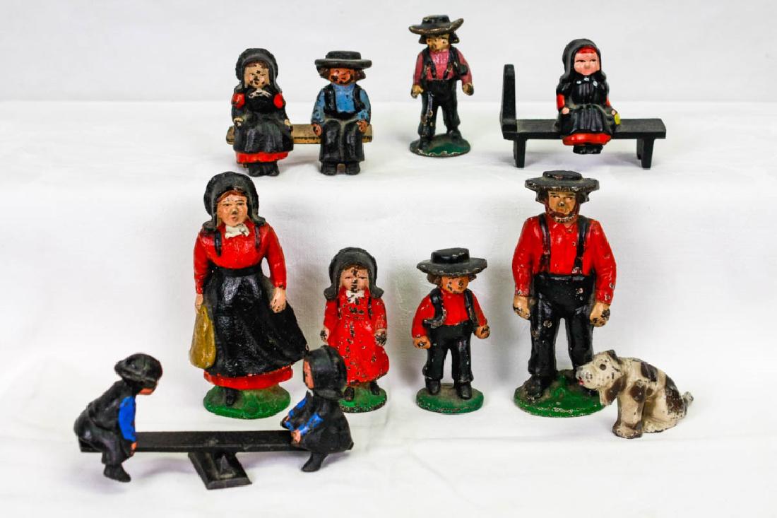 Cast Iron Amish Figures: 14 pieces total. 1.75h - 4.5h inches. #CastIron #AmishFigures