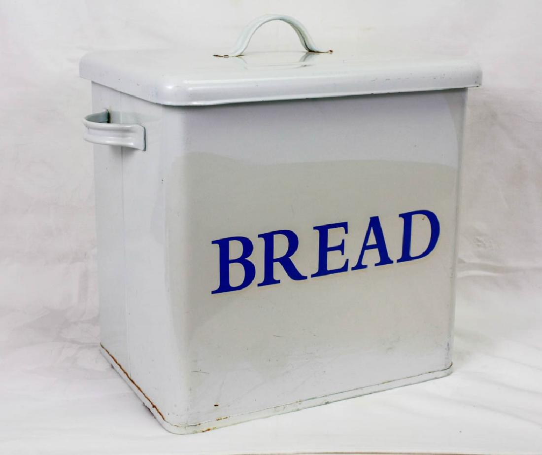 Metal Bread Box: 13.5h x 12w x 9d inches. Minor wear. #BreadBox