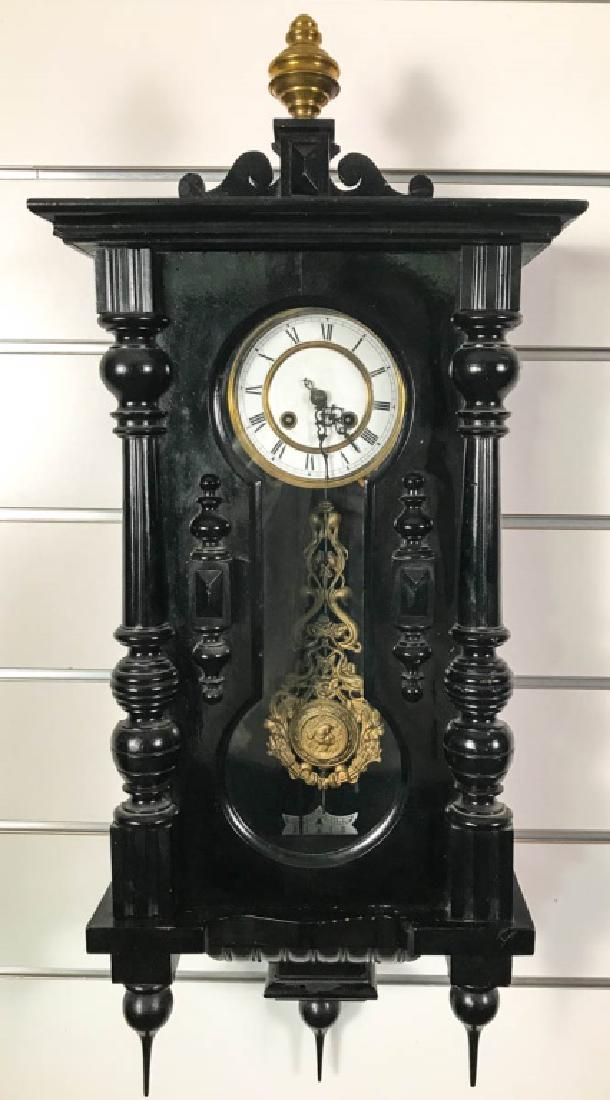 Gothic Style Wall Clock: Unmarked. 37h x 15.25w x 7d inches. #WallClock #GothicClock