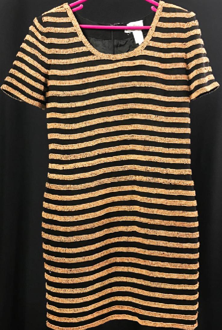 Vintage Oleg Cassini Black Beaded Dress: Size 8. 100% silk shell. #OlegCassini #Couture #EveningDress