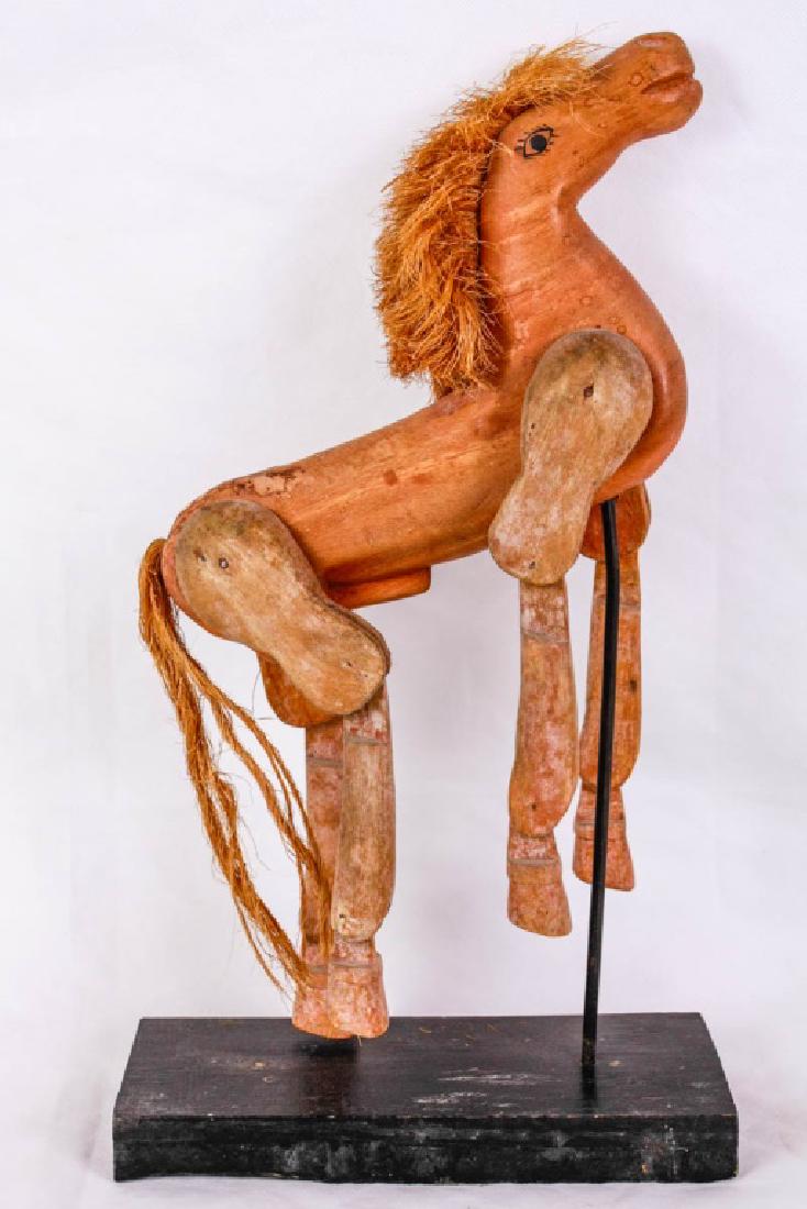 Wood Articulated Toy Horse on Stand (1 of 3)
