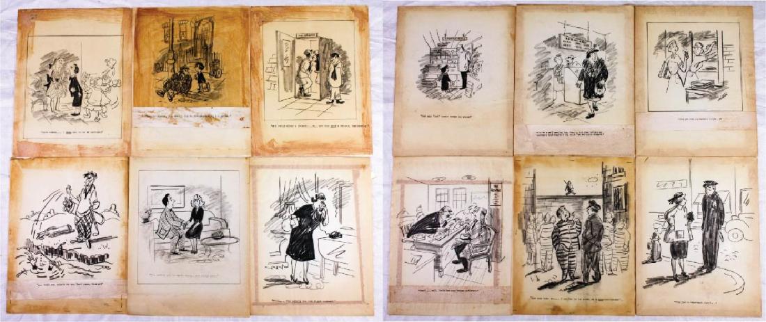 Original Comics by H. Milstead (12): (12) original comics by H. Milstead with typed captions. All 11h x 8.5w inches. #HMilstead #Comics #VIntageComics #Cartoons