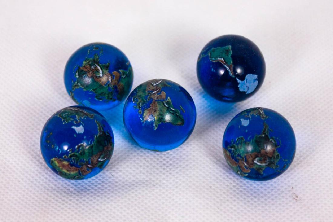 Globe Marbles (5): .75d inches. #VintageGlass