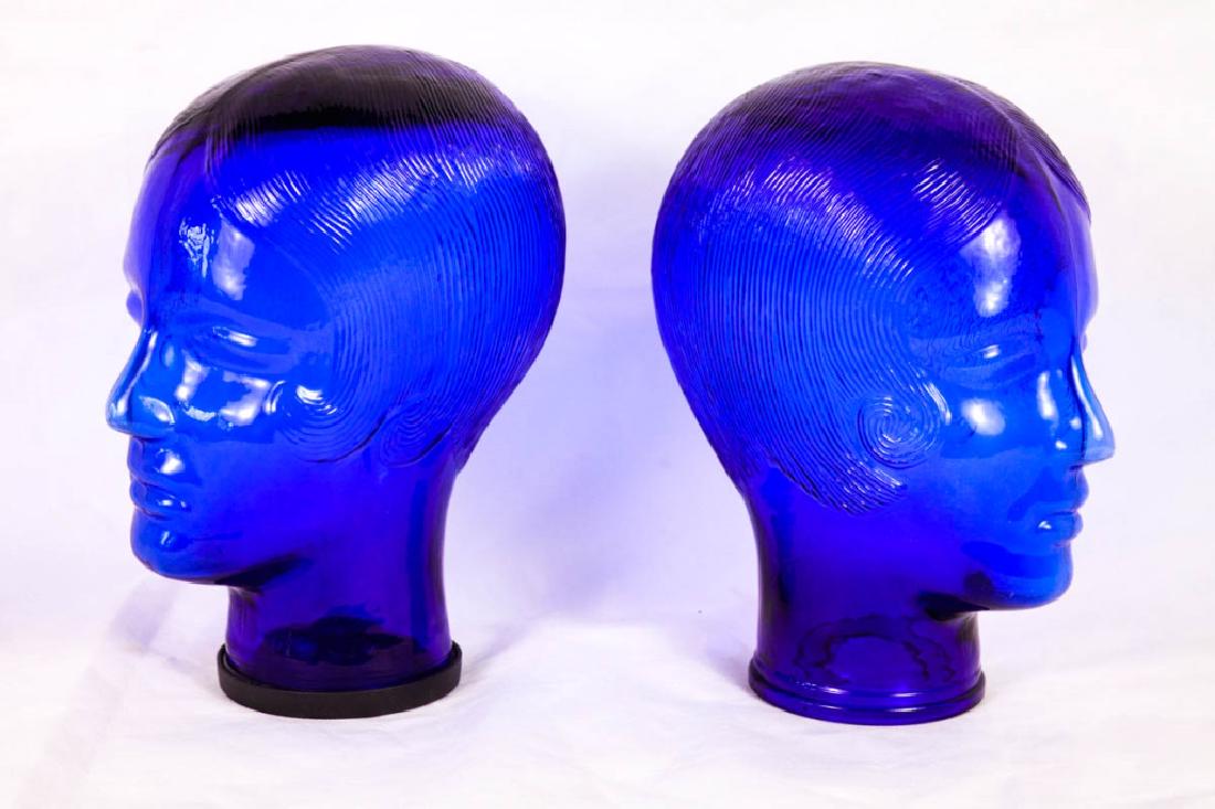 1920s Style Blue Glass Mannequin Heads (2) (1 of 6)