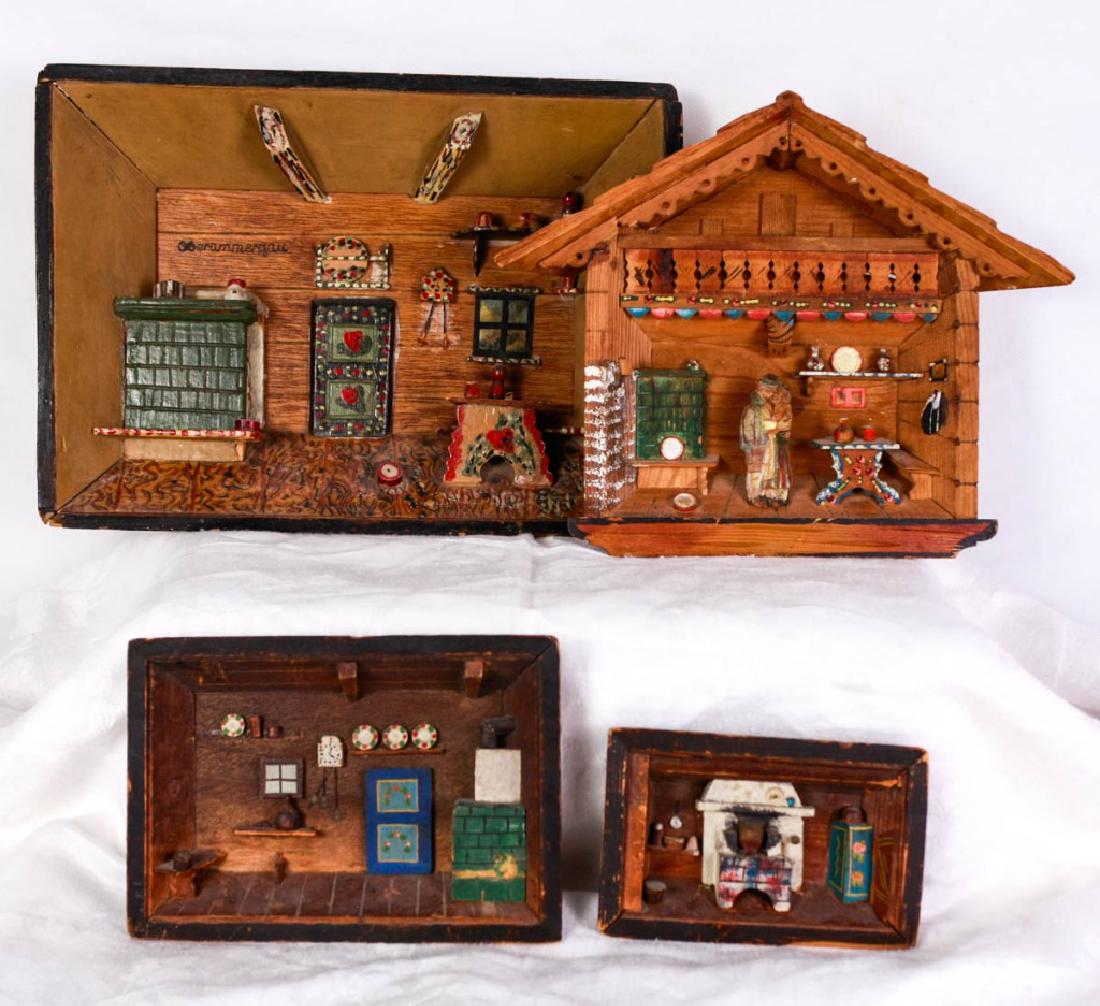 Miniature 3D Home Scenes (4): 4 dimensional home scenes. 9h x 11w inches, 5h x 7.25w inches, 3.5h x 5.5w inches. #VintageArtwork
