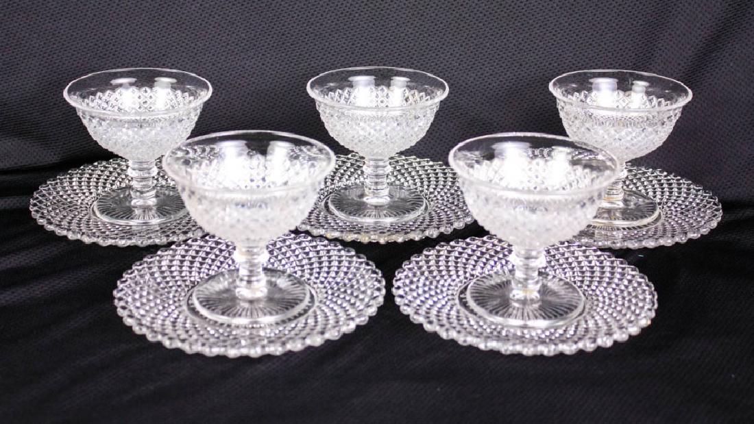 Set of 5 Pressed Glass Sherbet Cups & Saucers (1 of 4)