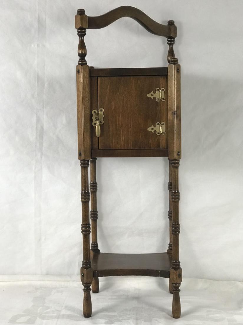 Wood Smoking Stand with Carrying Handle: Brass hinges and clasp. 31h x 1.5w x 12.5d inches. #SmokingStand