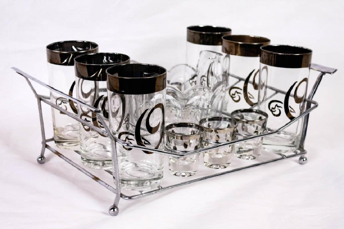 Mid-Century Glass Caddy with Glasses & Ice Bucket (1 of 6)