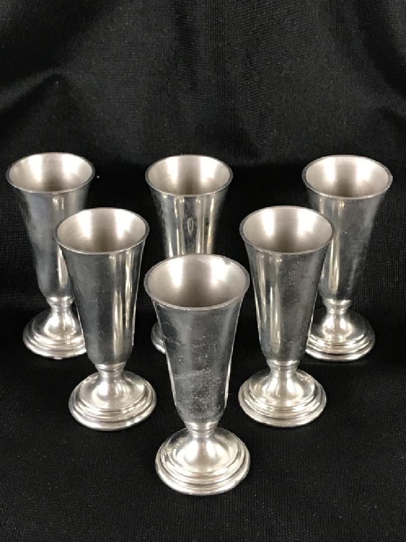 Pewter Cordial or Shot Glasses: Marked, A.L. Hanle, Pewter. 3h inches.