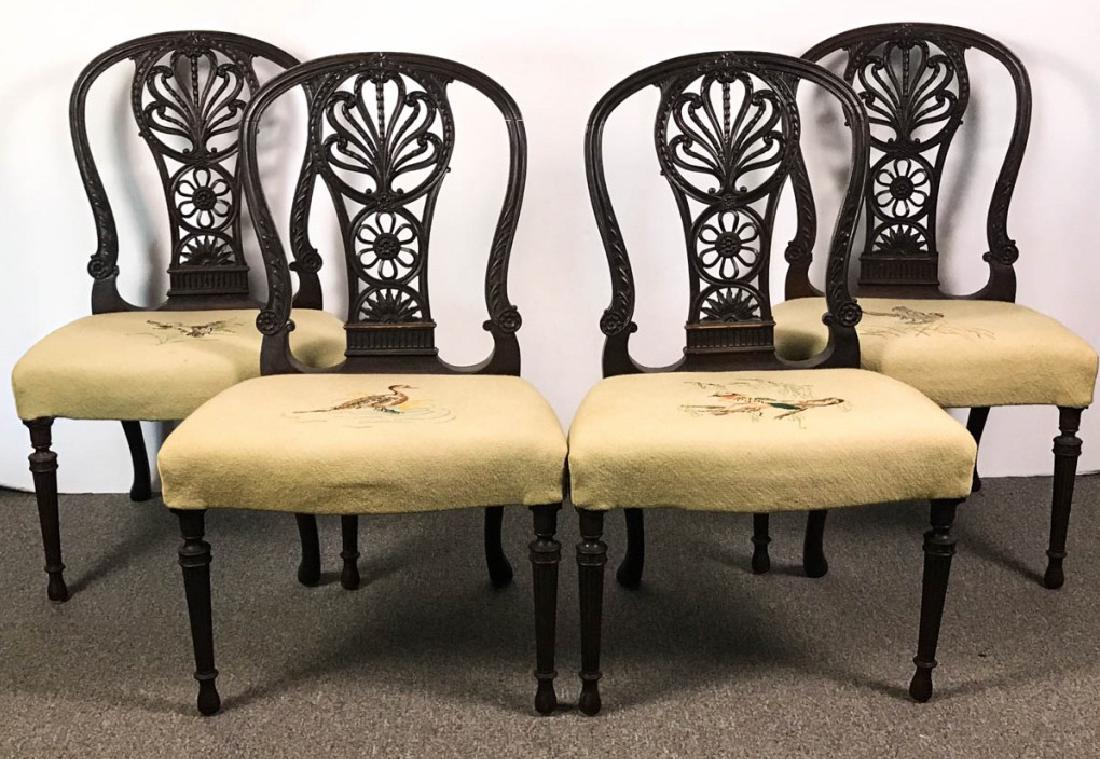 Set of 4 19th C. Hand Carved Sheridan Style Chairs (1 of 5)