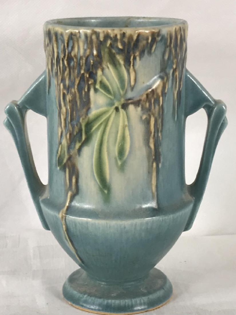 Roseville Pottery Blue Moss Vase: Marked Roseville 774-6. 6.25h x 5w inches. #Roseville #Pottery #BlueMoss