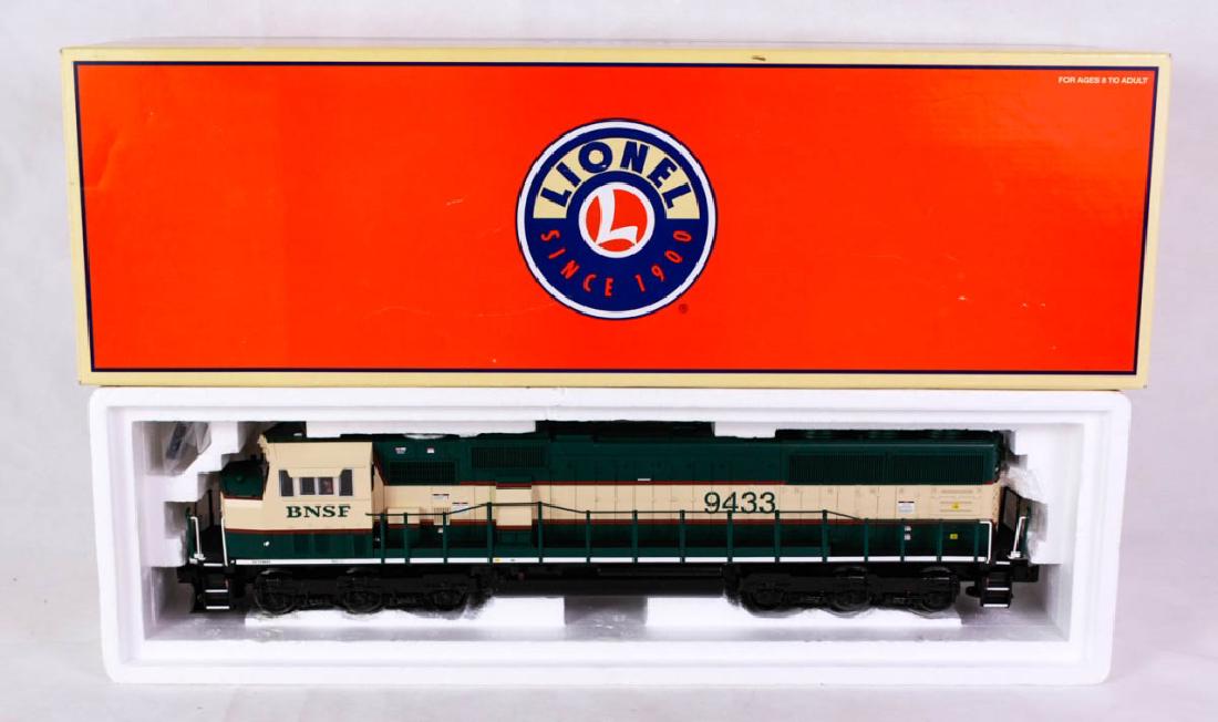 Lionel 28223 BNSF SD-70 Diesel Locomotive: 6-28223, 2004. Transformer controlled forward, neutral and reverse, dual powerful maintenance free motors, operating diesel horn, directional lighting, magne-traction track gripping system. Mint in bo