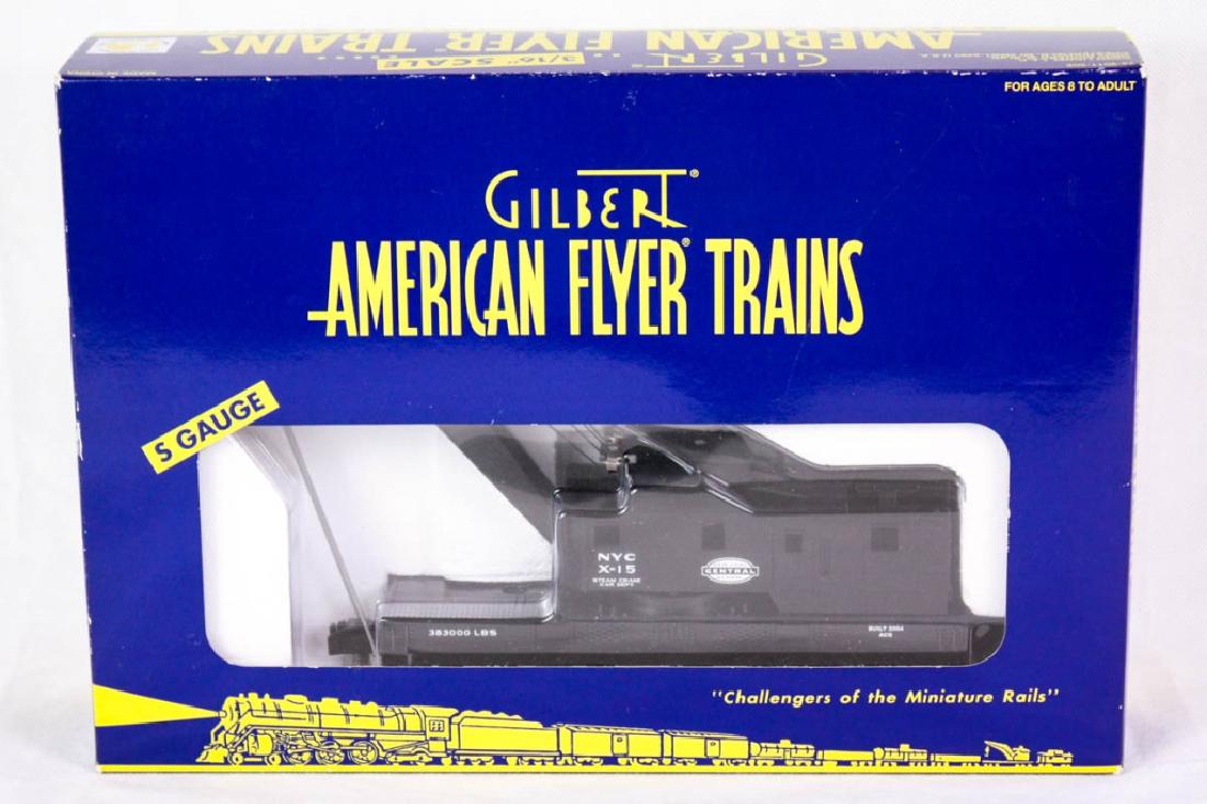 Gilbert American Flyer NY Central Crane Car 49014: S Gauge. 6-49014, 2003. Die-cast metal trucks, die-cast metal frame. Mint in box. #Gilbert #AmericanFlyer #Lionel