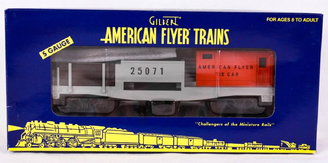 Gilbert American Flyer Tie Car 49026: S Gauge. 6-49026, 2004. Five wooden ties, operating contactor. Mint in box. #Gilbert #AmericanFlyer #Lionel