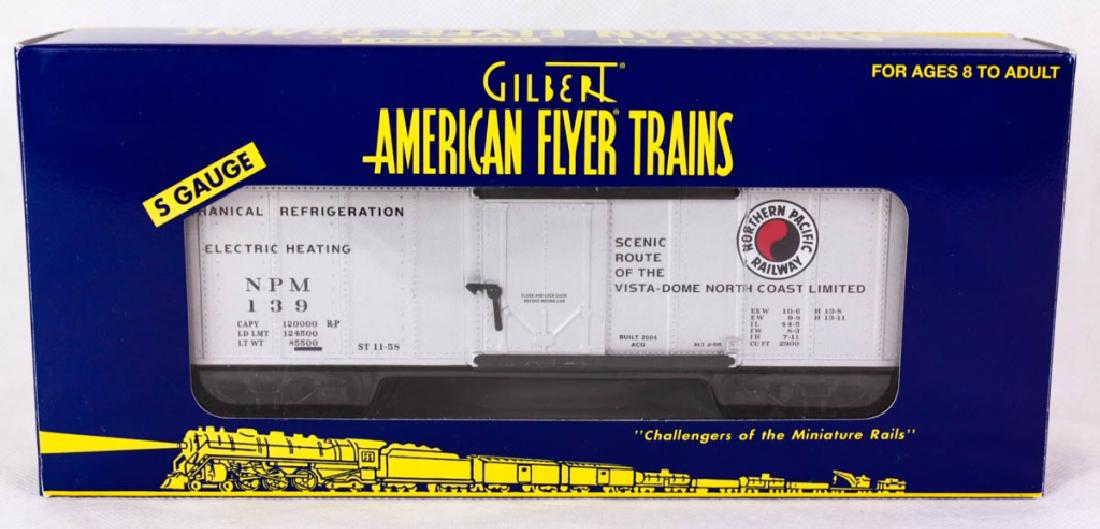Gilbert Am. Flyer Northern Pacific Reefer 48809: S Gauge. 6-48809, 2004. Die-cast metal trucks, stamped metal frame. Mint in box. #Gilbert #AmericanFlyer #Lionel