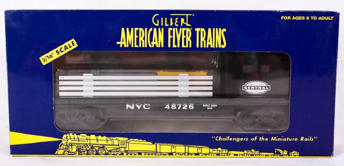 Gilbert American Flyer NY Central Boom Car 48726: S Gauge. 6-48726, 2001. Die-cast metal trucks. Mint in box. #Gilbert #AmericanFlyer #Lionel