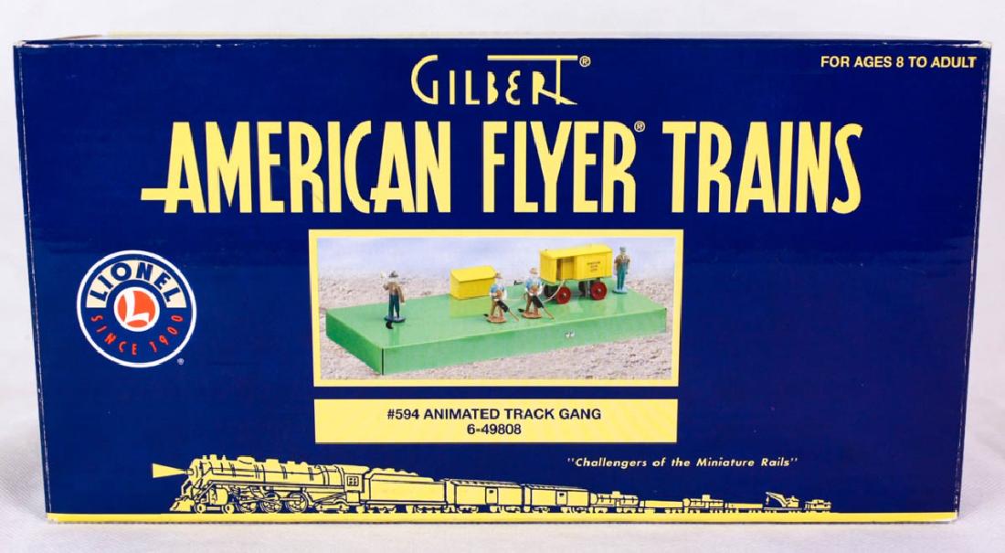 Gilbert Am. Flyer #594 Animated Track Gang 49808: 6-49808, 2006. Metal construction, three animated figures and one stationary figure. Mint in box. #Gilbert #AmericanFlyer #Lionel
