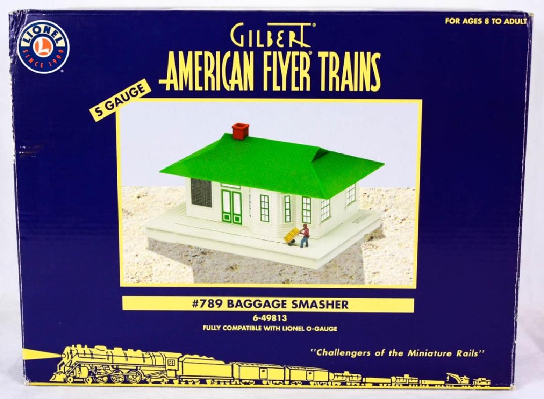Gilbert American Flyer #789 Baggage Smasher 49813: S Gauge. 6-49813, 2003. Animated figure that wheels the passenger's luggage across the platform at the press of a button, interior lighting, remote controller. Mint in box. #Gilbert #AmericanFlyer #Li