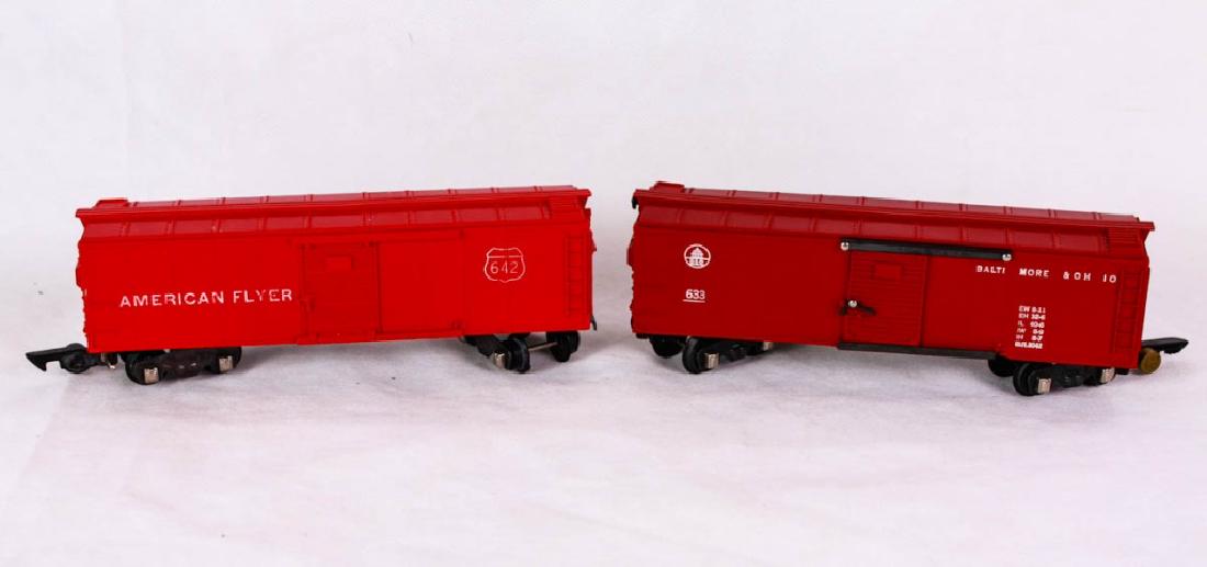 American Flyer 633 B&O Boxcar & 642 Boxcar: Baltimore & Ohio 633 red box car & American Flyer 642 red box car. Both marked American Flyer mfg. by The AC Gilbert Co. #ACGilbert #AmericanFlyer
