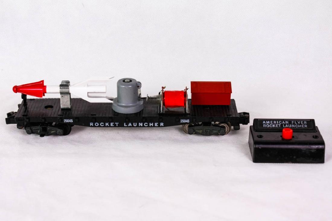 A/F Operating Rocket Launcher 25045 Org. Rocket: With controller (no wires). Marked American Flyer mfg by The AC Gilbert Co. #ACGilbert #AmericanFlyer