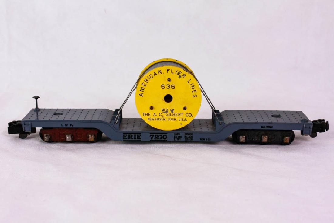 American Flyer Erie 7210 Car with AC Gilbert Reel: American Flyer Lines 636 mfg by AC Gilbert Co. reel. Marked American Flyer mfg by The AC Gilbert Co. #ACGilbert #AmericanFlyer