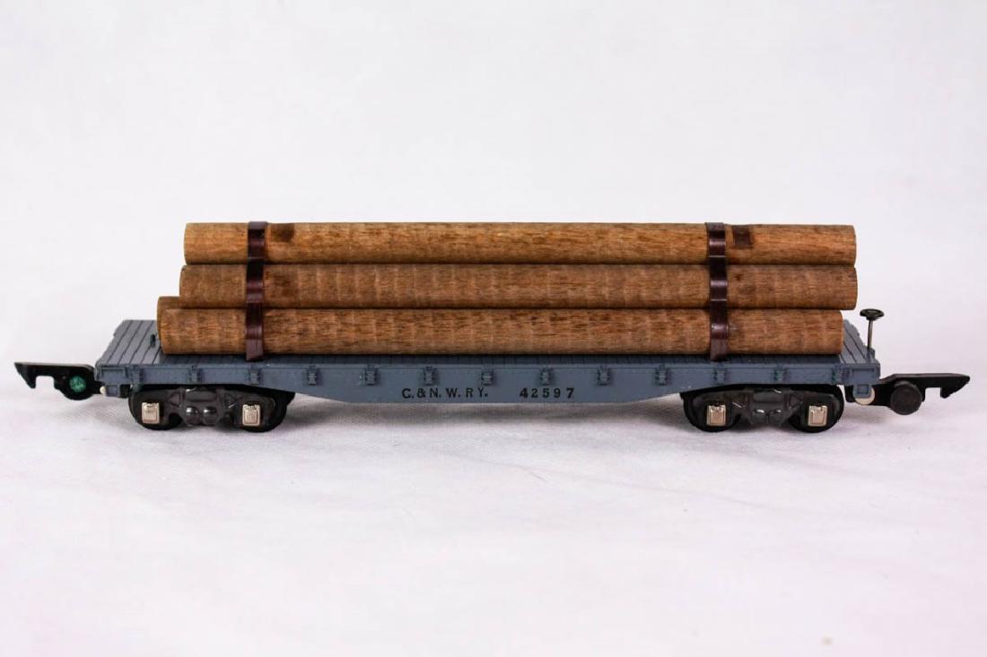 A/F C&NWRY Log Car 628 Die Cast: Link metal. Marked American Flyer mfg by The AC Gilbert Co. Excellent Condition. #ACGilbert #AmericanFlyer