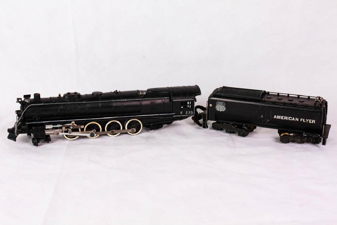 American Flyer K335 Steam Locomotive & Tender: American Flyer Union Pacific coal tender and K 335 steamer engine. Very good condition, marked American Flyer mfg by The AC Gilbert Co. #ACGilbert #AmericanFlyer