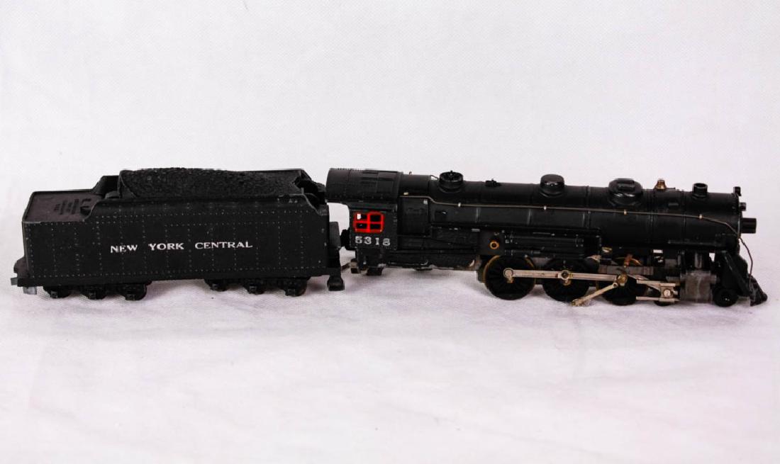 A/F 5313 HO Steam Engine & Tender: HO scale. Smoke in tender. 5313 steamer with 4-6-4 wheels. RH crank screw and spacer are missing. New York Central tender, marked American Flyer mfg by The AC Gilbert Co. #ACGilbert #AmericanFlyer