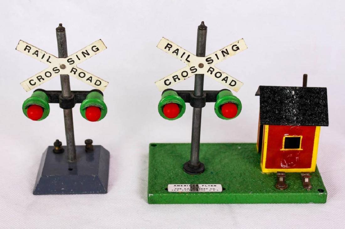Am. Flyer 759 & 760 RR Crossing Signals: 2 pieces total. Both marked American Flyer mfg by The AC Gilbert Co. #ACGilbert #AmericanFlyer