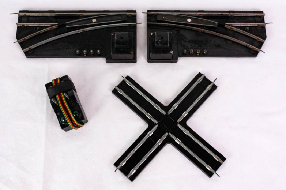 LH/RH/90 Switch Track & Controller, Am. Flyer: Right and left switch, controller and 90 degree cross over. Marked American Flyer mfg by The AC Gilbert Co. #ACGilbert #AmericanFlyer