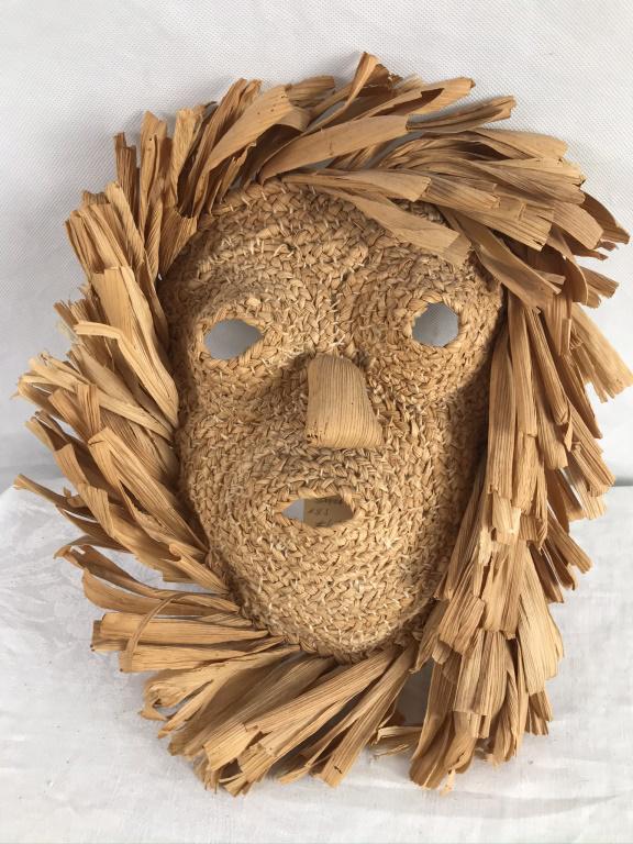 Iroquois Corn Husk Mask: Overall 15h x 11w. Mask 10h x 7w inches.