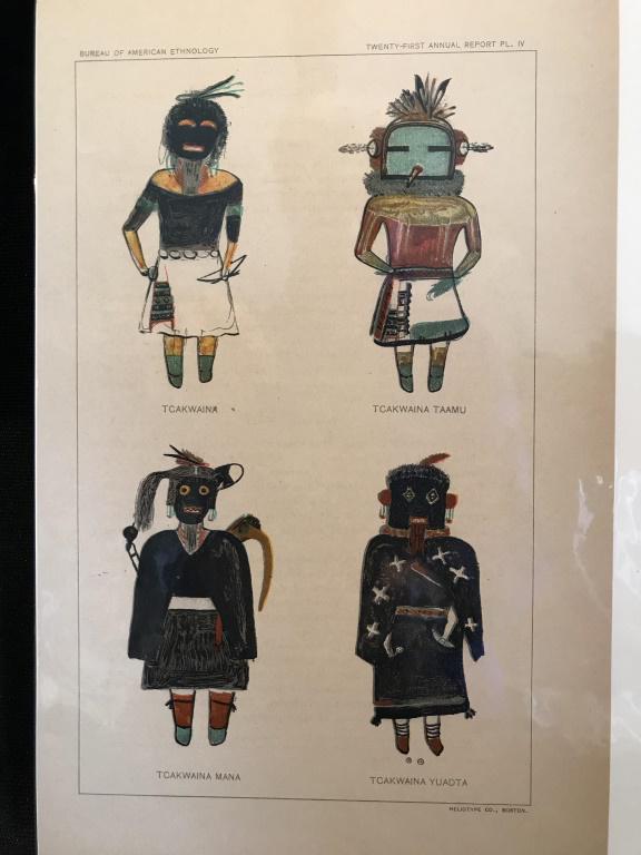 Chromolithography Kachina Print, 1900: Dr. Jesse Walter Fewkes of the Smithsonian’s Bureau of American Ethnology wished to have a collection of Kachina pictures without the influence of foreigners. Three Hopi artists – Kutcahonauu, his