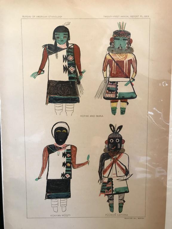 Chromolithography Kachina Print, 1900: Dr. Jesse Walter Fewkes of the Smithsonian’s Bureau of American Ethnology wished to have a collection of Kachina pictures without the influence of foreigners. Three Hopi artists – Kutcahonauu, his