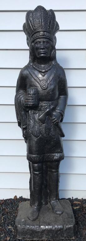 Native American Indian Statue of Concrete 40": 40h x 10w x 10d inches.