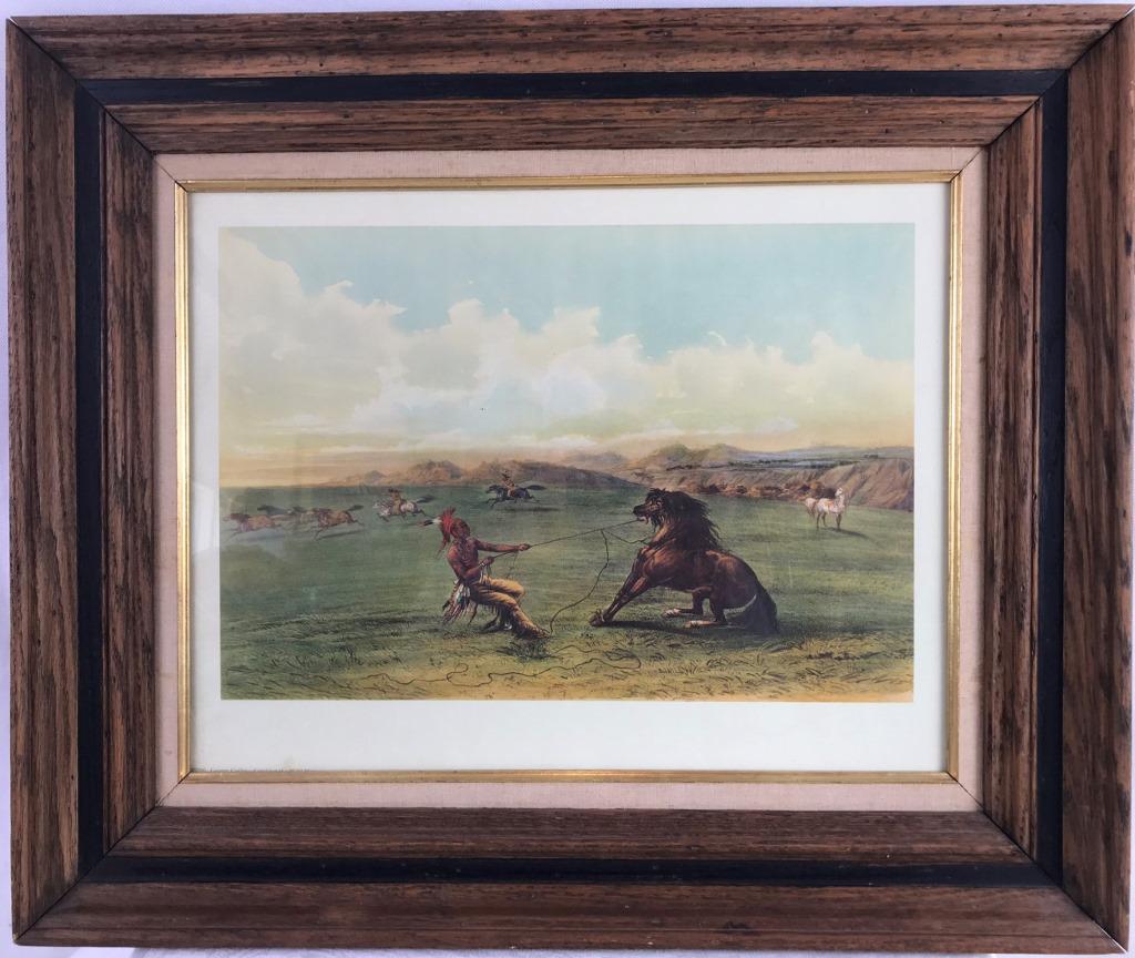 "Catching the Wild Horse" Catlin, George, Print: Print. No markings. 20.5h x 24w x 1.75d inches