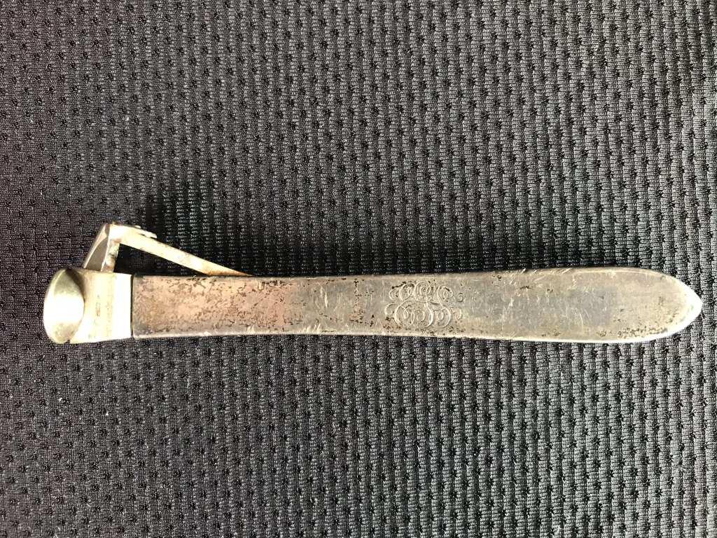 Cigar Cutter, VC & Co., Germany: Engraved with initials ELS. 4.5long. 30 grams.