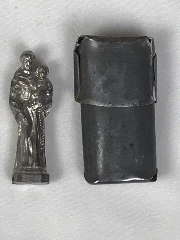 WWI St. Anthony Pocket Shrine: Apx. 1.25h inches.