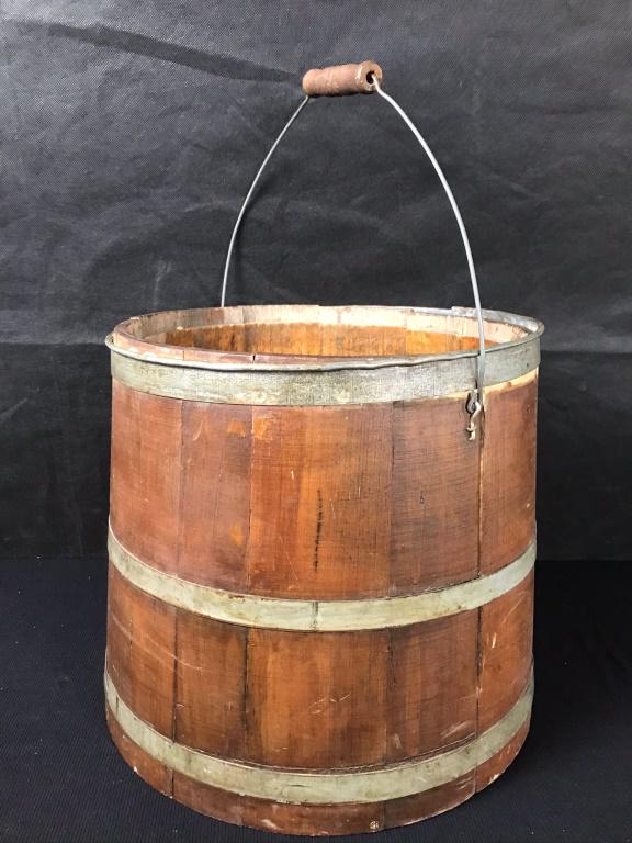 Primitive Antique Wood Pail Spaulding & Frost (1 of 3)