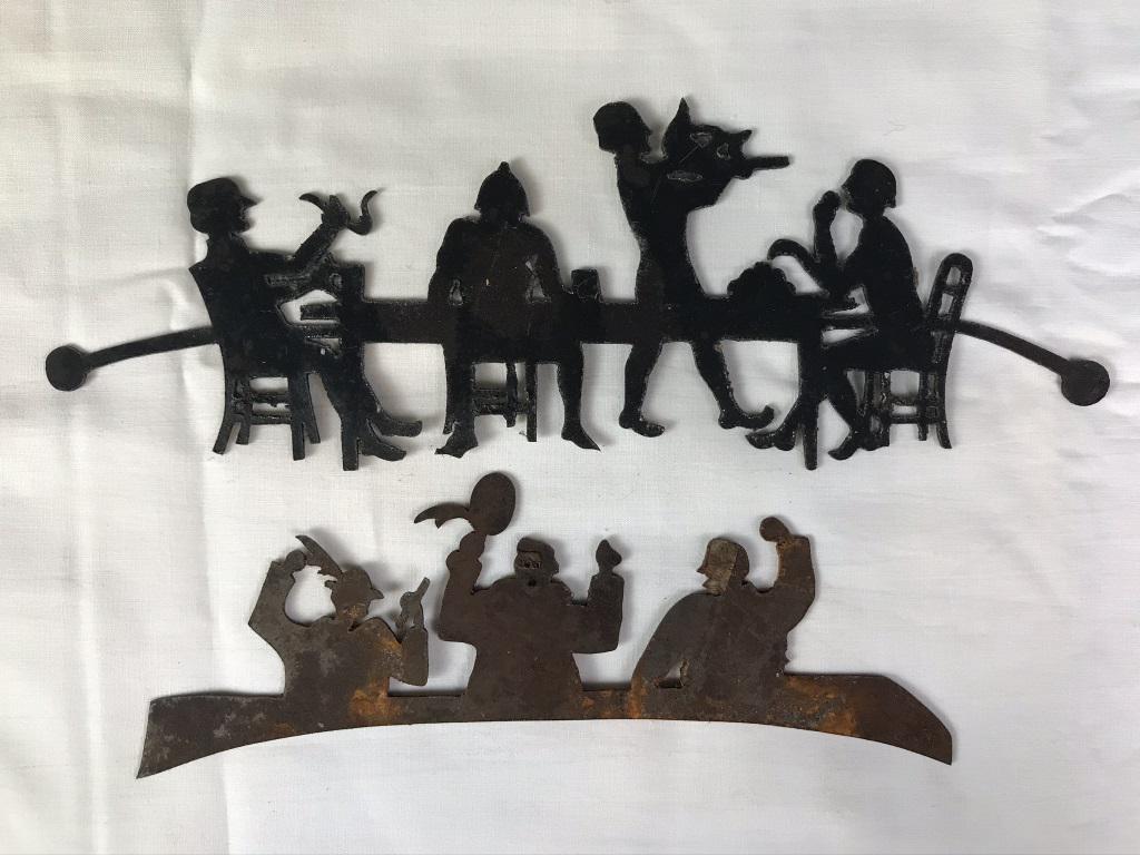 Metal Silhouettes: Metal cut-outs 3h x 8w inches and 2h x 6w inches.
