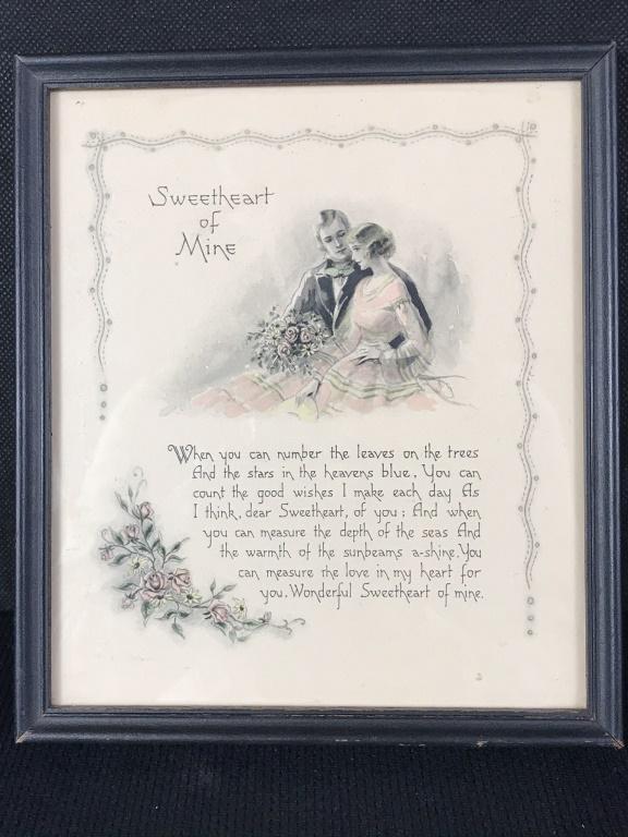 "Sweetheart of Mine" Vintage Framed Poem (1 of 4)